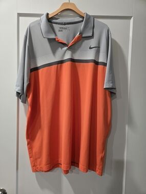 Nike Golf Tour Performance Dri-FIT Polo Shirt Men's XXL Orange Gray EUC